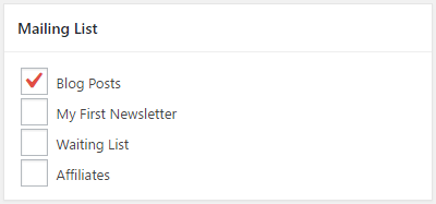 Select which mailing list to add new subscribers to