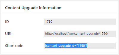 Shortcode for adding a content upgrade to a post or page